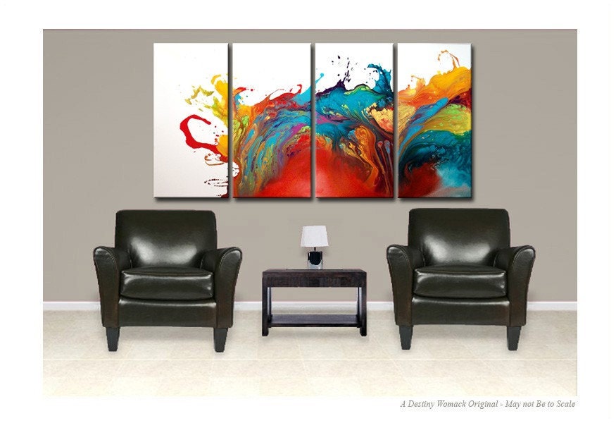 ABSTRACT Canvas Art Painting - Huge 4pc Original Custom Made to Order Modern Contemporary Fine Art Painting by Destiny Womack - dWo - 72x36