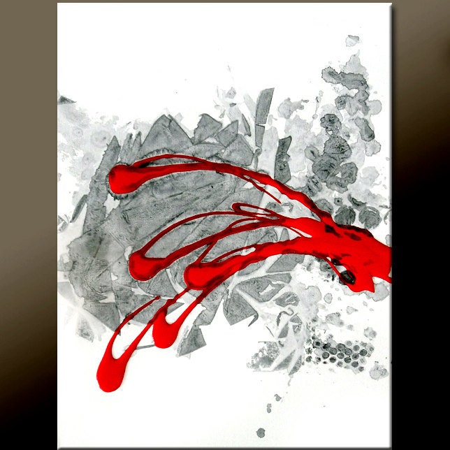 Abstract Canvas Art Painting 18x24 Contemporary Modern Red Black & White Art by Destiny Womack - dWo - On My Mind