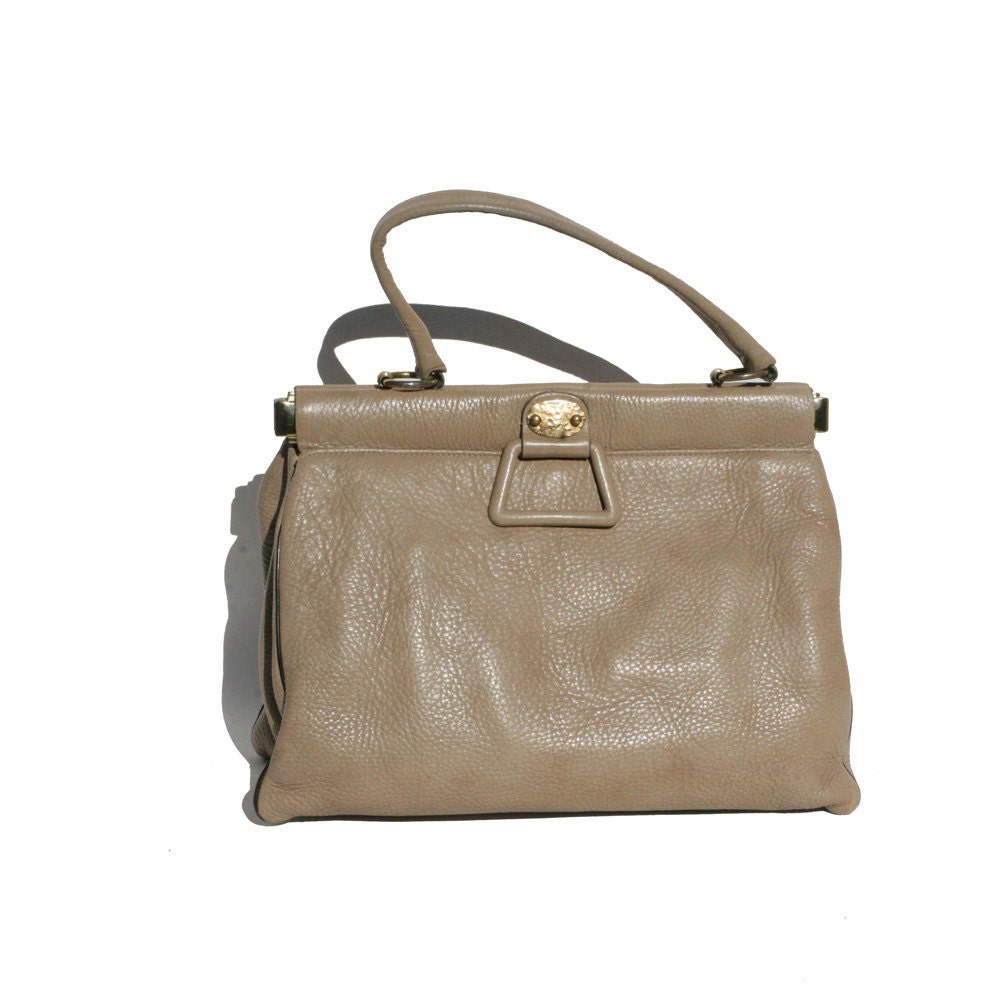Vintage Oat Meal Tan Leather Handbag