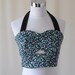 Blue Tiny Floral Cutout Bralet - Halter Neck - Peek-a-boo - Cropped Top - S
