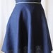 Navy Blue Scallop Waist Skirt with Neon Piping - High Waisted, Half Circle Skirt - S