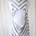 Grey & White Chevron Stripes Back Cut Out Loose Top - S - M