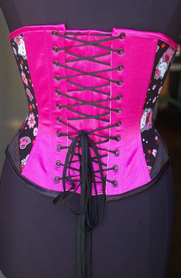 Hello Kitty Underbust Black and Pink Geishas PICK YOUR SIZE