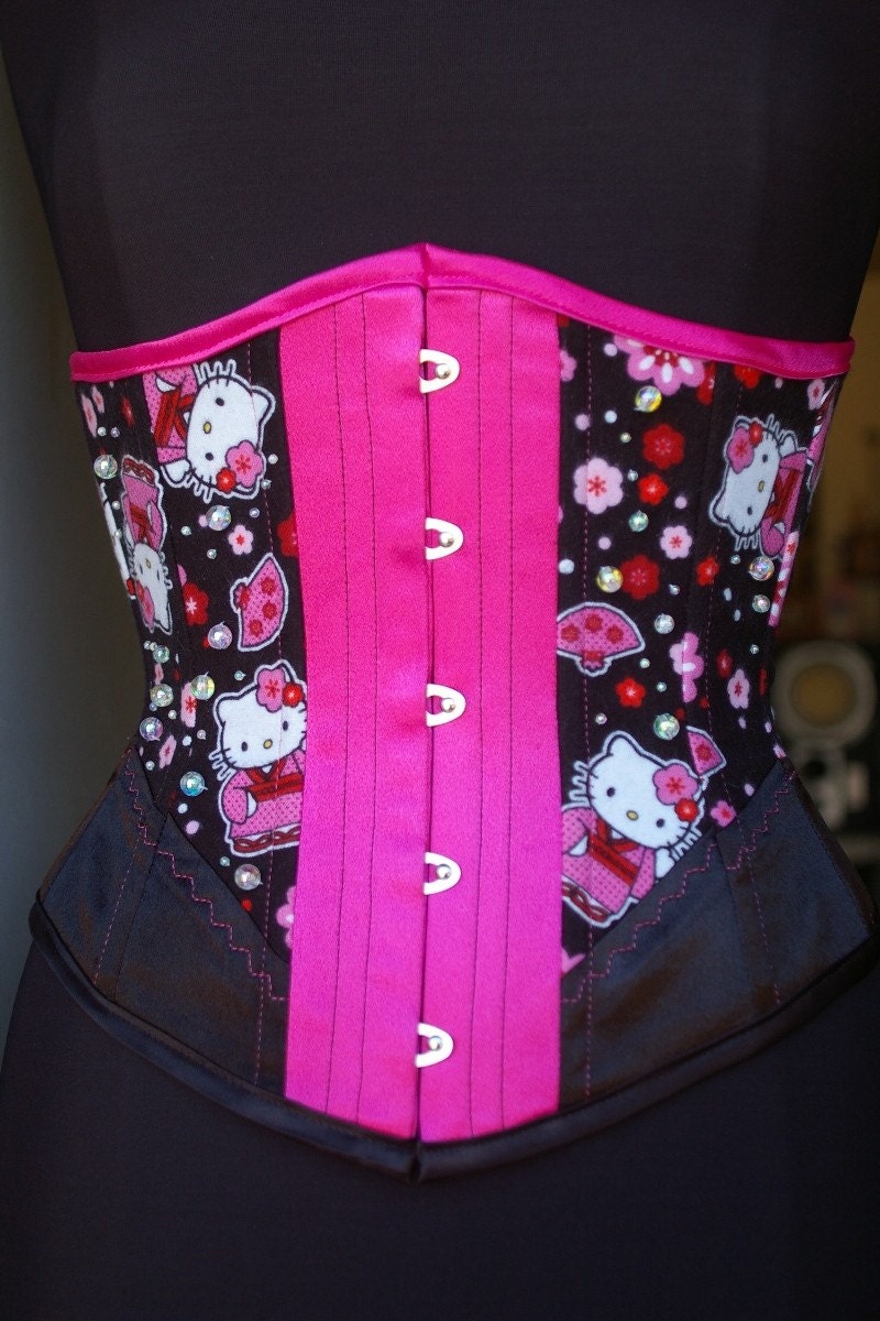 Hello Kitty Underbust Black and Pink Geishas PICK YOUR SIZE