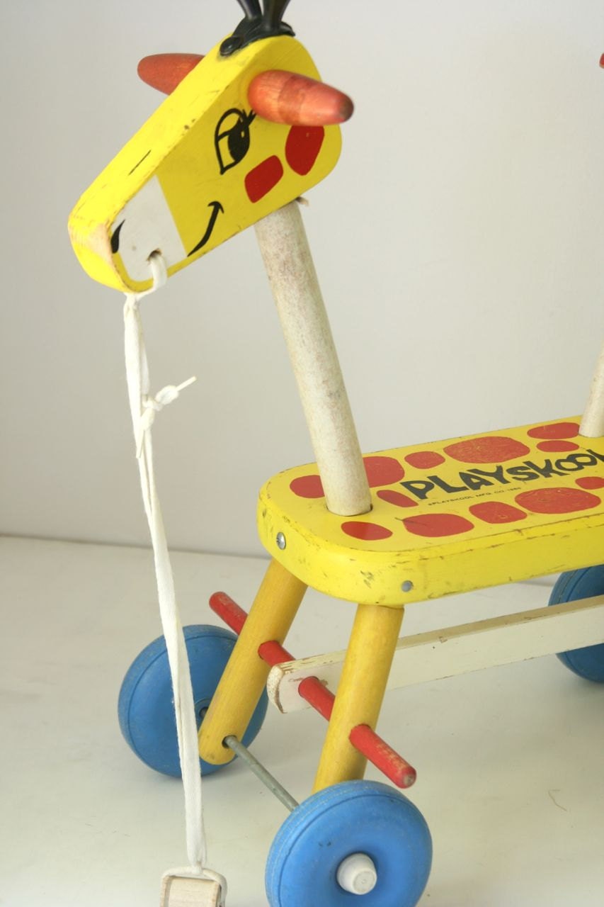 VTG Playskool wooden ride on giraffe 1966