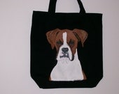 Reusable Canvas Tote with a hand painted Boxer