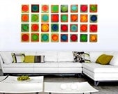 Painted Wood Abstract Wall Sculpture - 32 piece collection Modern Abstract on Wood Wall Art Blocks - Painted Wood Wall Sculpture