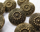10 Small Ornate Brass Flower Buttons