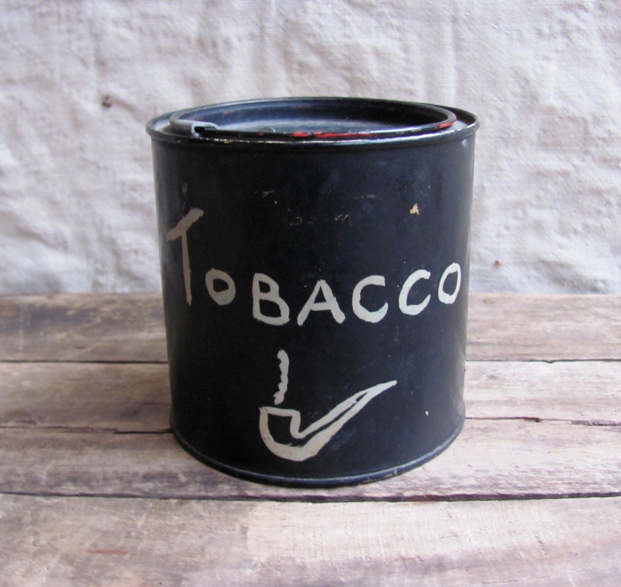 vintage c. 1930s hand painted tobacco tin // folk art