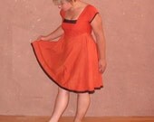 Dress -- Square neck orange cotton