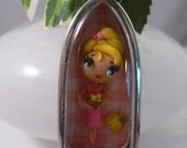 OOAK Retro Styled Mom Shadowbox Necklace Pink Lemonade