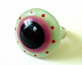 Not So Evil Eye Fused Glass Ring - Pale Green and Pink