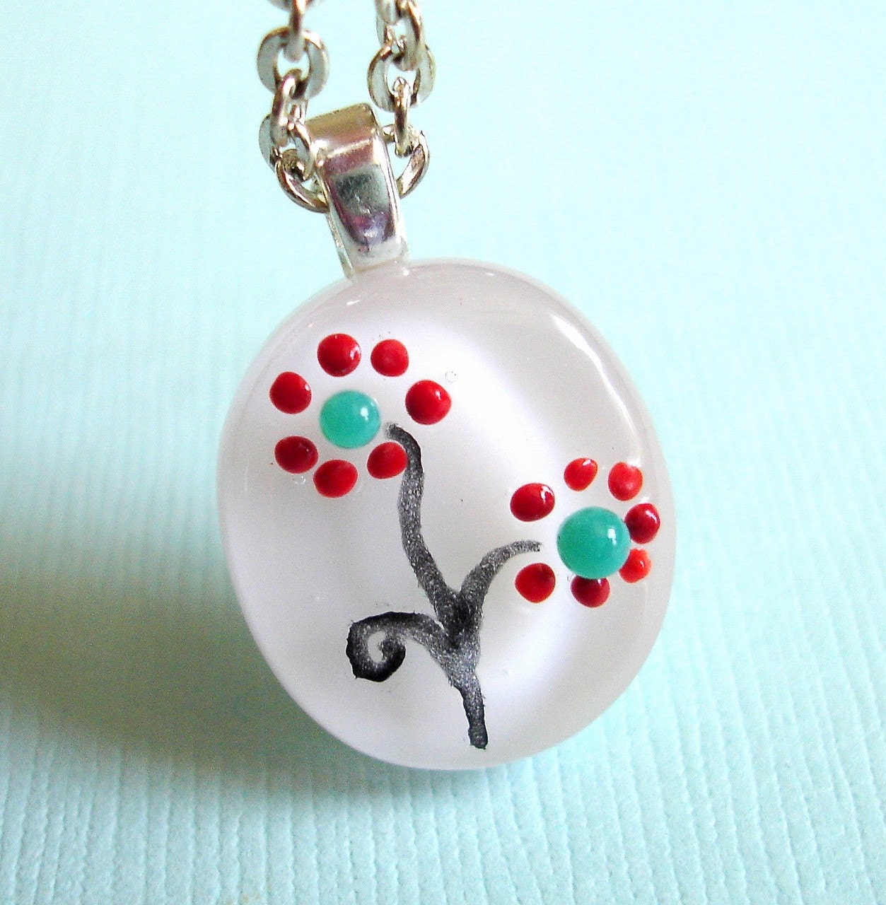 Petite Flowers Fused Glass Necklace