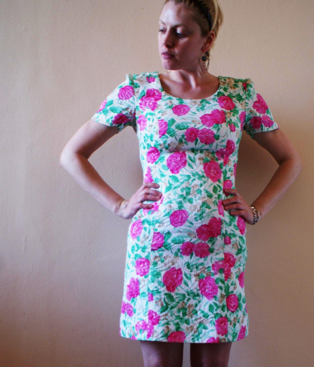 Pink Rose Cotton Summer Mini Frock