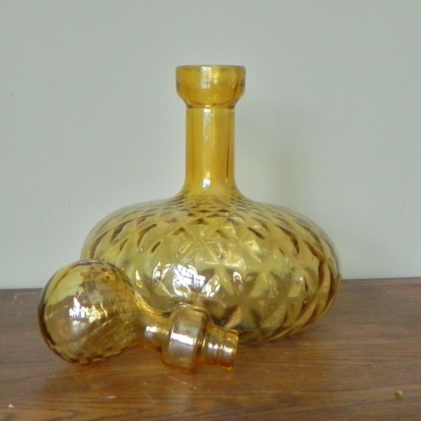 Large amber glass jar with lid - decanter - glamorous