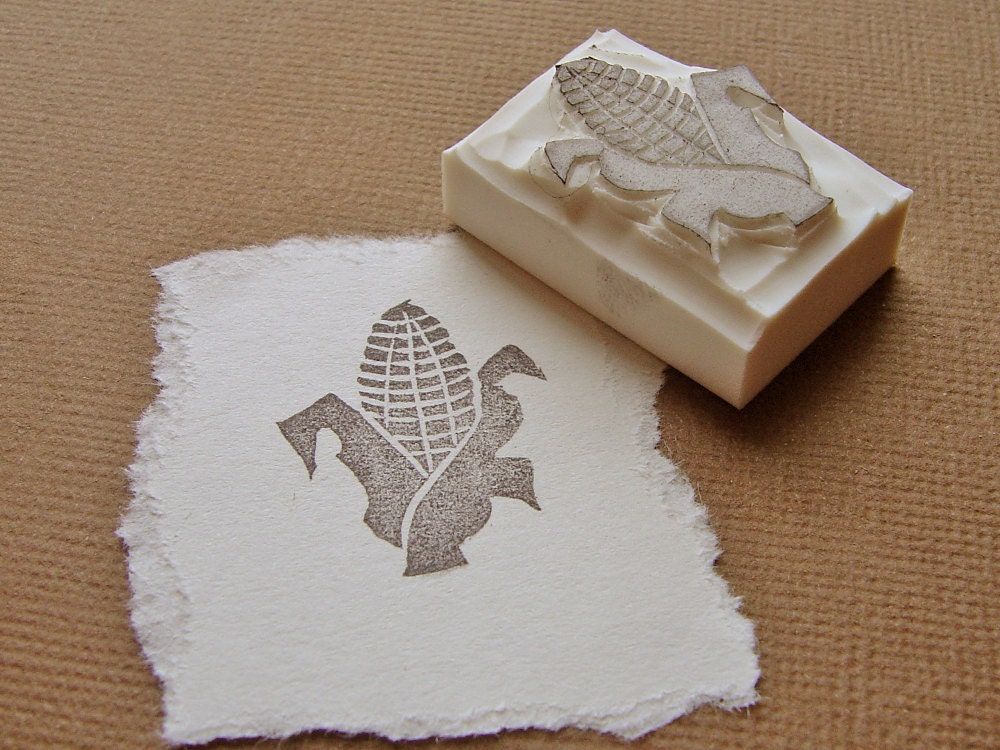 corn on the cob - hand carved stamp