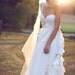 Bohemian Wedding Gown- Some Kind of Wonderful - Full Princess Pearls Blush Ruffle Train Wedding Dress