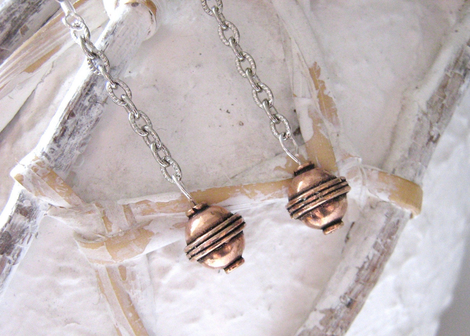Silver and Copper Dangling Earrings - Jupiter