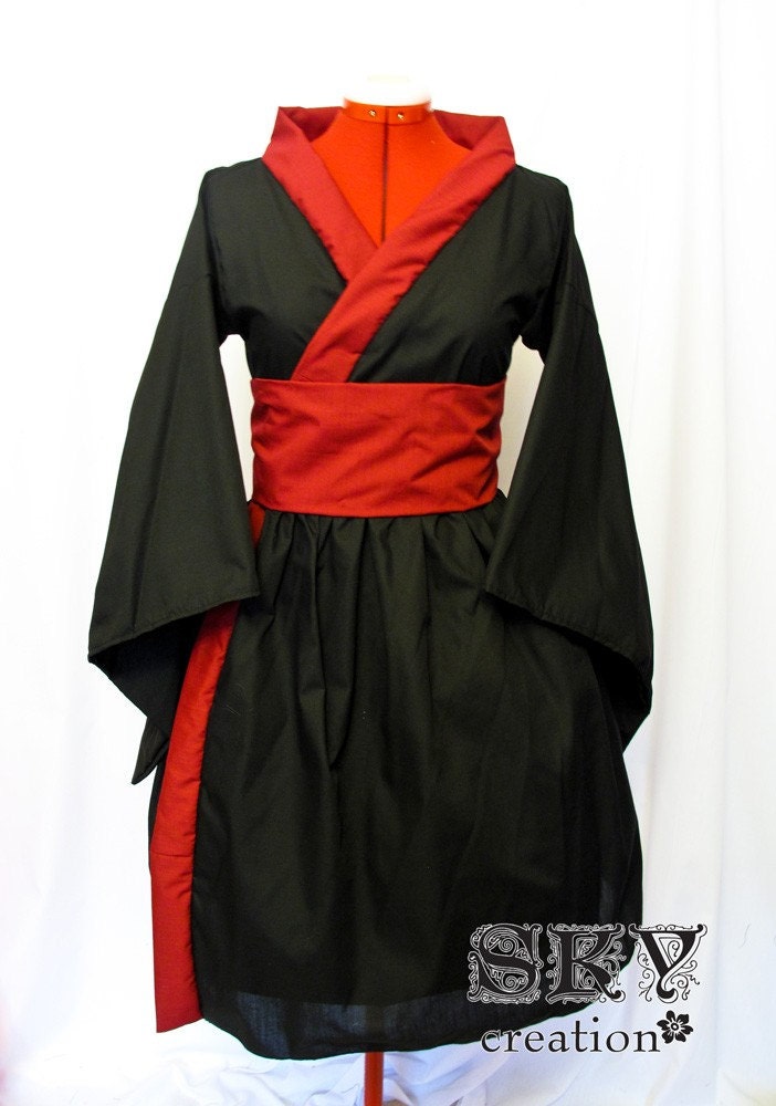 Custom Black X Red Kimono Dress
