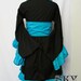 Custom Black X Teal Kimono Dress with Ruffles and Descending Hem