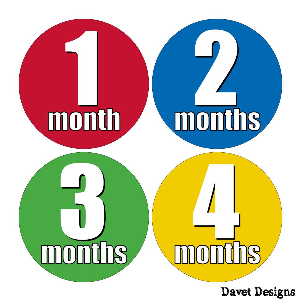 12 Monthly Onesie Waterproof Glossy Stickers - Just Born - Newborn - Weekly stickers available - Design M017-01
