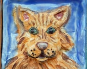 Mosaic OrangeTabby Cat Welcome Sign