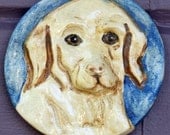 Yellow White Labrador Retriever Relief Tile Ornament