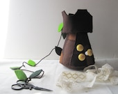 Pincushion Brown Tower with Scissors, gift for seamstress,