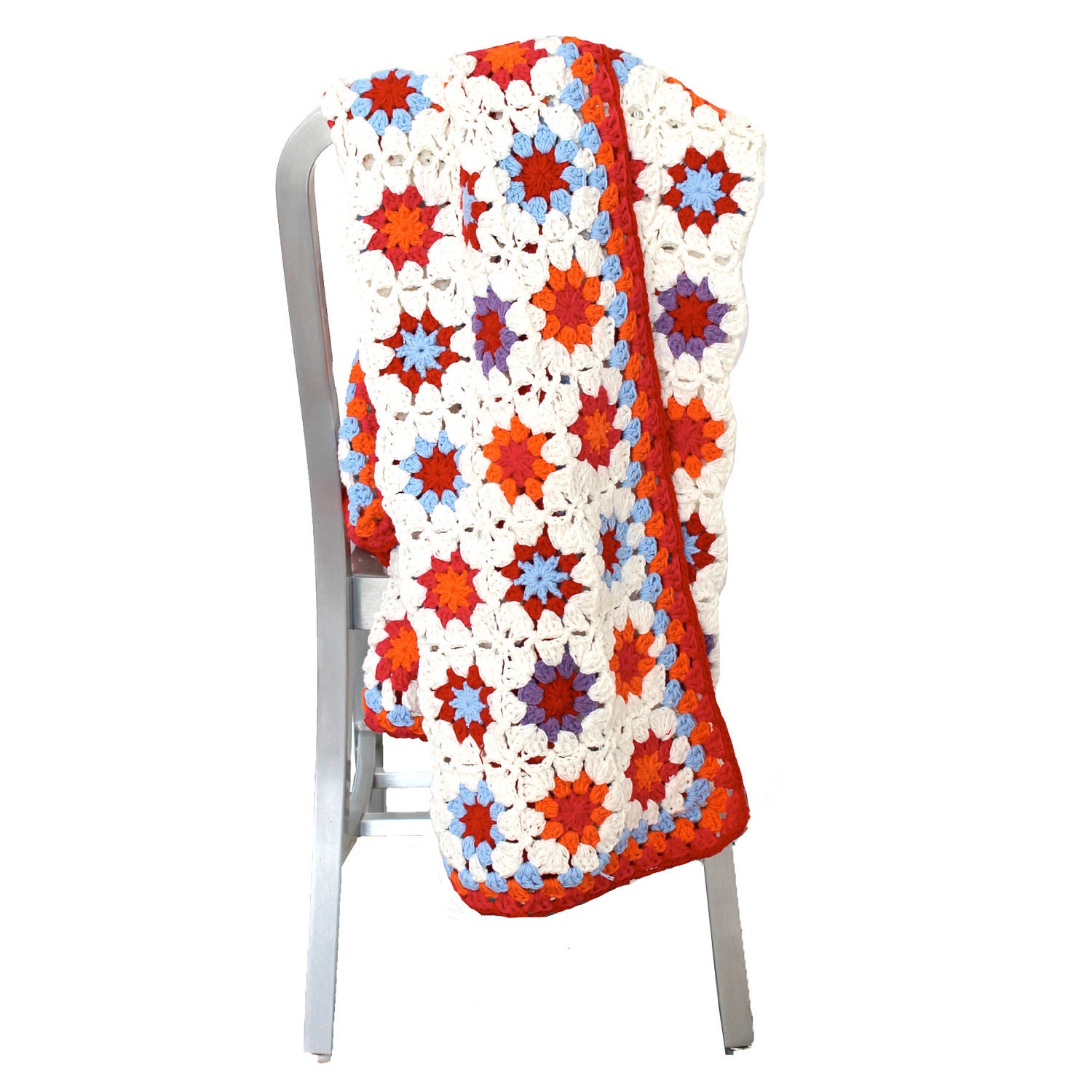 Cream Granny Square Blanket - Crochet