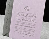 Elizabeth Purple Woodgrain Pattern Wedding Invitation (Sample)