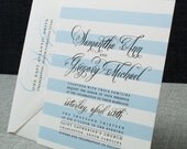 Samantha Wedding Invitation - Blue Stripes, Modern, Nautical (Sample)