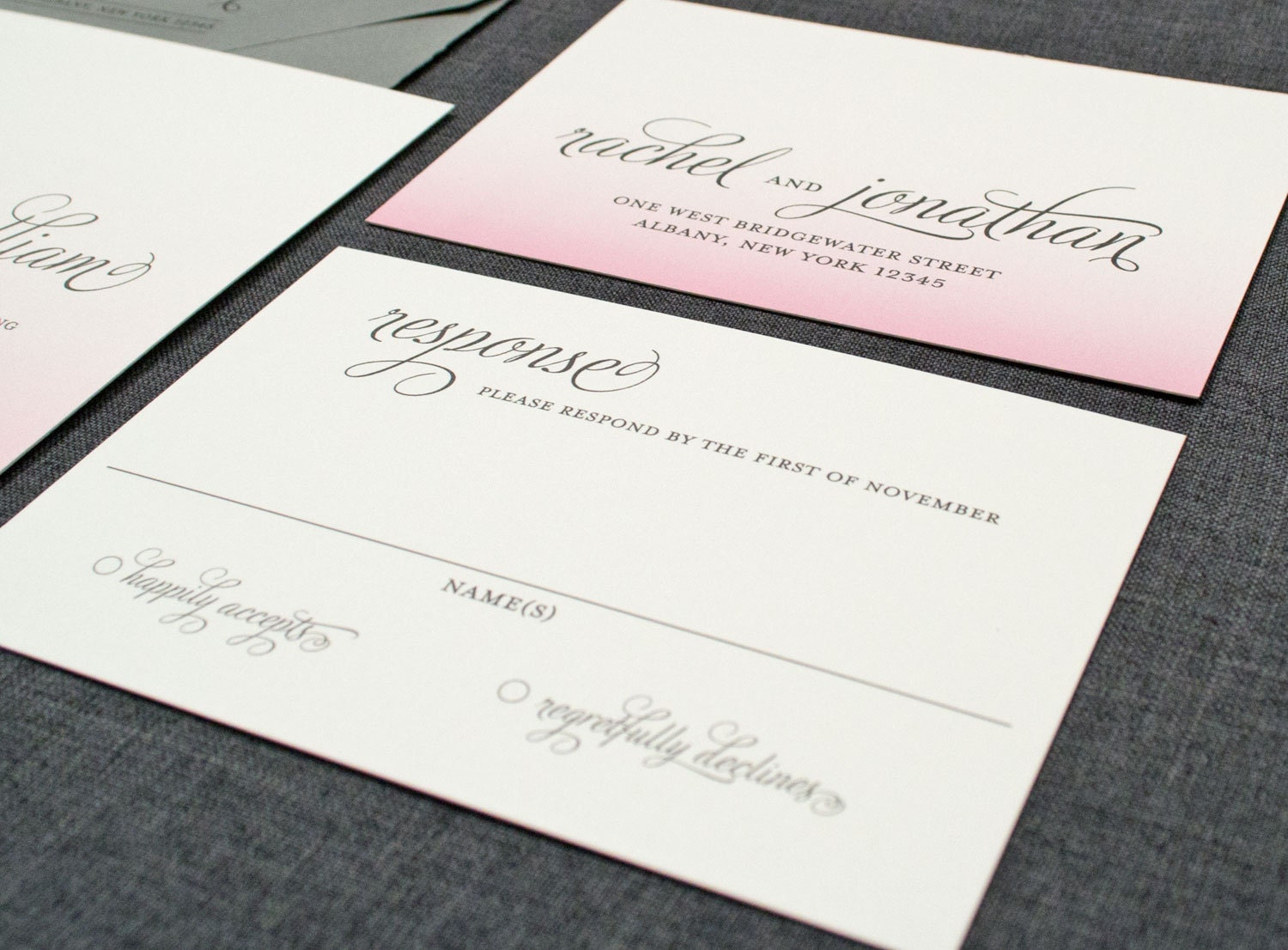 NEW Rachel Pink Ombre Wedding Invitation (Sample)