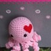 Valentine's Day Pink Amigurumi Octopus Stuffed Animal with Red Hearts