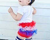 4th of July ReD-WHiTE-BLuE RuFFLED Bunny Buns Diaper Cover - Perfect to jazz up any outfit - Fits 0-2-4 months