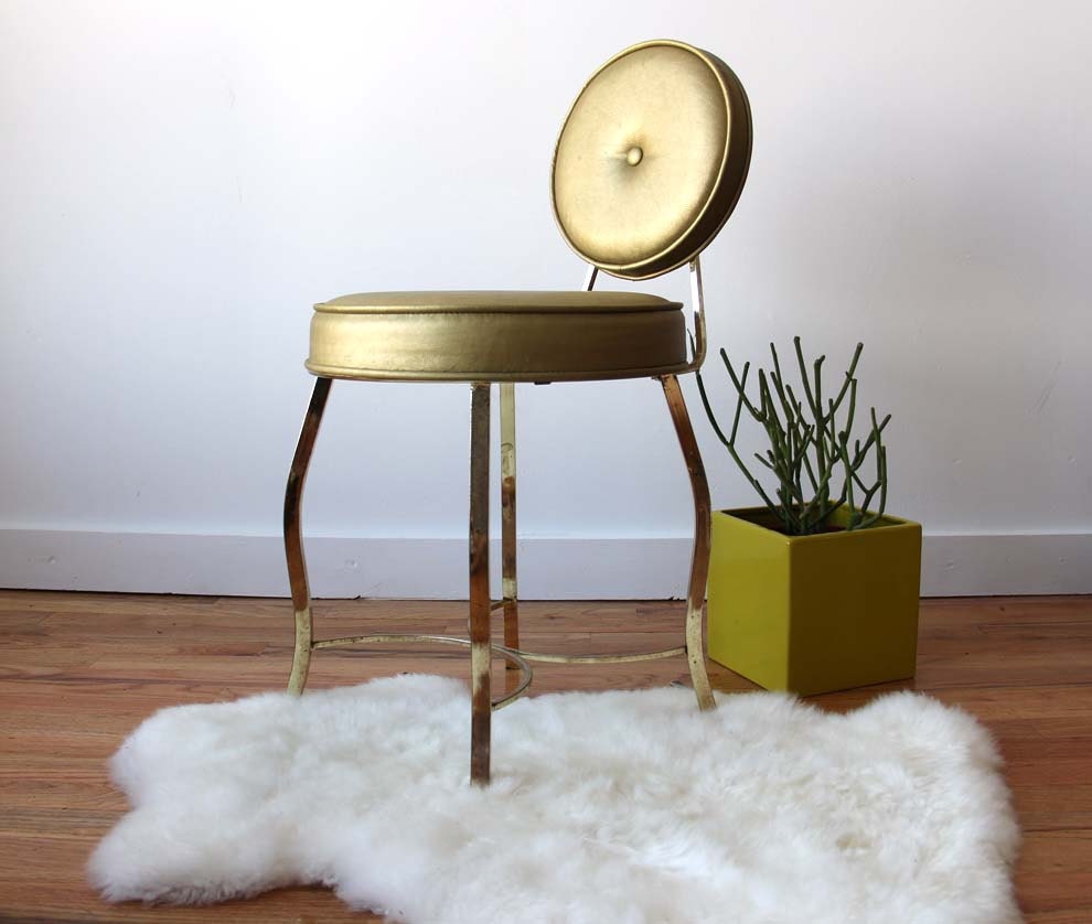 Hollywood Regency Brass Vanity Seat