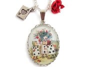 Alice in Wonderland necklace Painting the roses red charm pendant