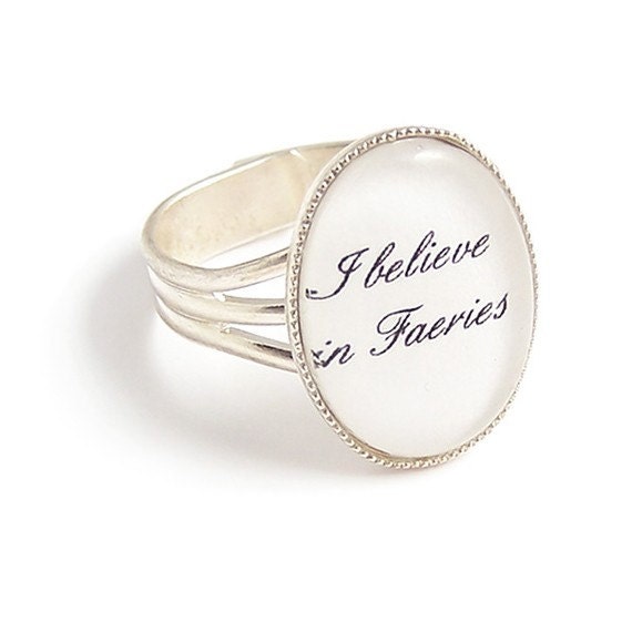 I believe in Faeries .. fairytale fairy ring adjustable silver plated