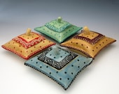 Pillow Shaped treasure trinket box in Honey Gold and deep maroon