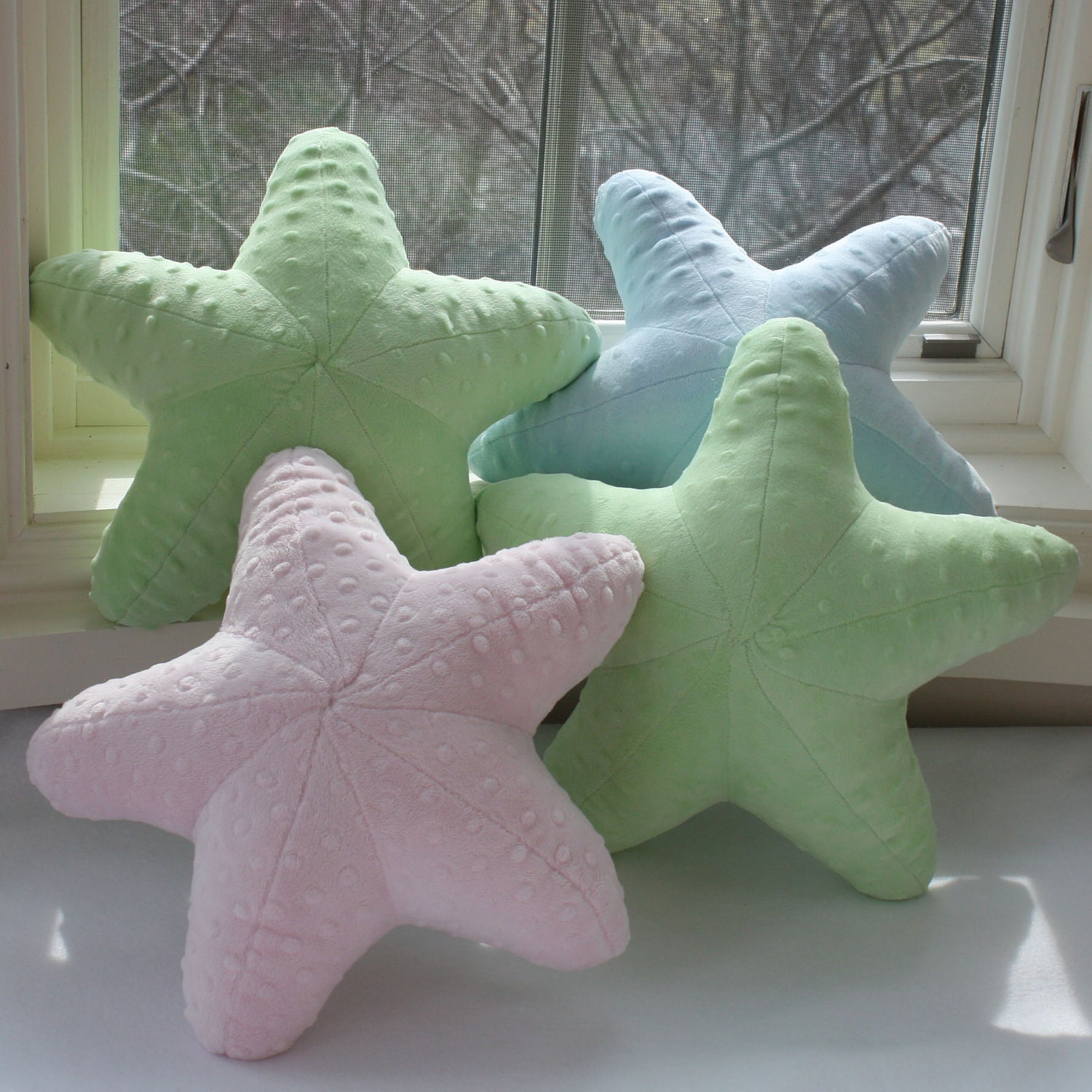Super Soft Minky Starfish Pillow in Green- Great for Baby and Toddlers