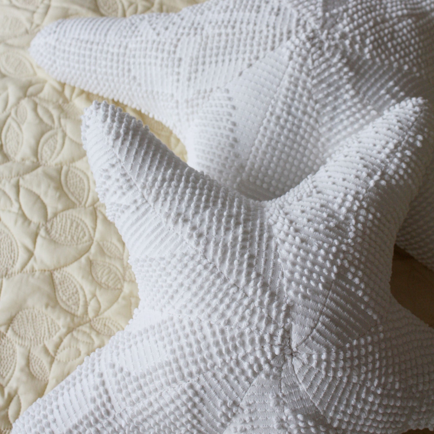 Recycled Chenille Sea Urchin Pillow - small - white