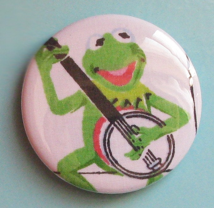 bottle opener Kermit the Frog playing the banjo vintage fabric covered bottle opener