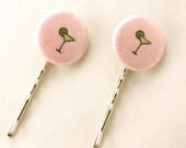 Bobby Pins little pink martini fabric covered one inch button bobby pins free worldwide shipping