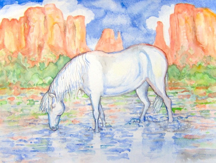 White Horse Original Painting