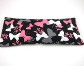 Eye Pillow with Removable Cover (100% Organic Flaxseed and Lavender Filler) - Pink Black Butterflies