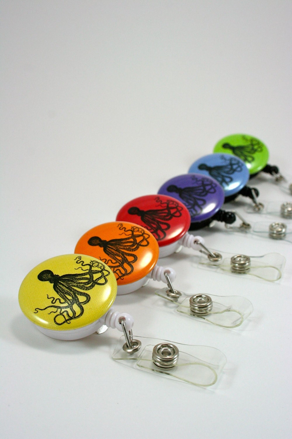 Retractable Badge Holder - Mylar Badge Reel - Customizable Color, Octopus