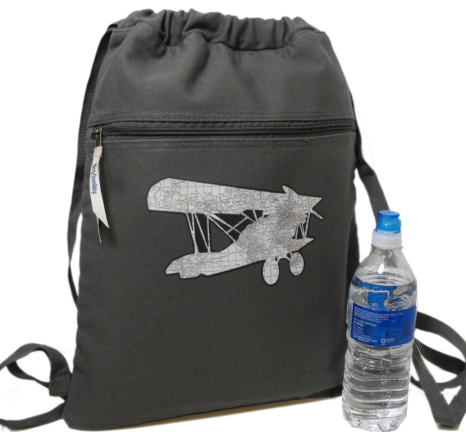 Backpack World Map Biplane Print