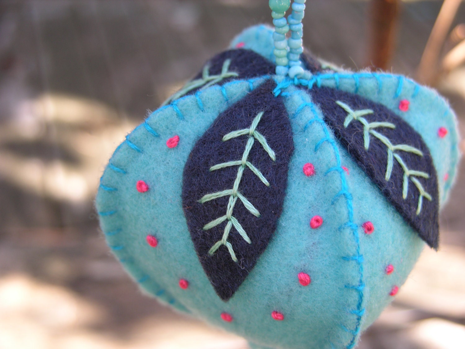 Eco-Friendly Felt Hanging Ornament SWIMMING POOL - in Turquoise and Blue - Made From Recycled And Second-Hand Materials