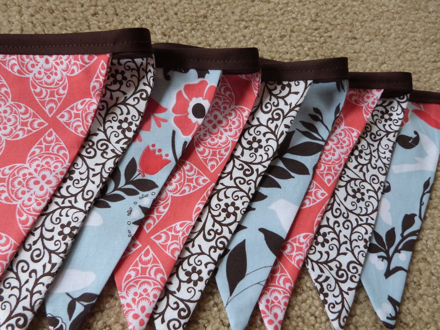 Festival Playrrom,  Party Bedroom Fabric Bunting Flags - 9 Flags - 9 Feet