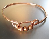 Rustic Copper Bangle Bracelet African Trade Beads, Boho Bohemian Eco Friendly Jewelry