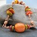 Citrus Colors Necklace Orange Nectarine Tangerine Olive Gemstones, Beaded Copper Chain